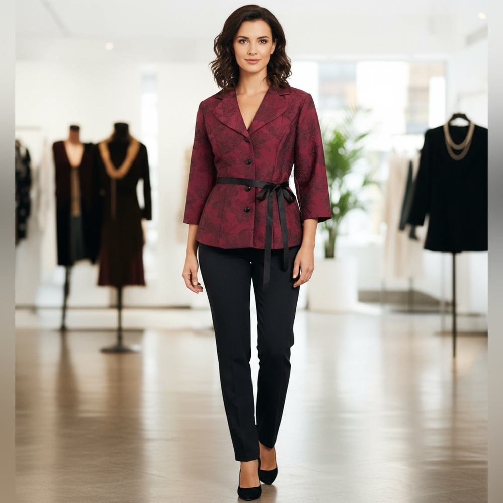 Alex Evenings Burgundy Jacquard Blazer/Jacket – Size S – NWT - Picture 4 of 13